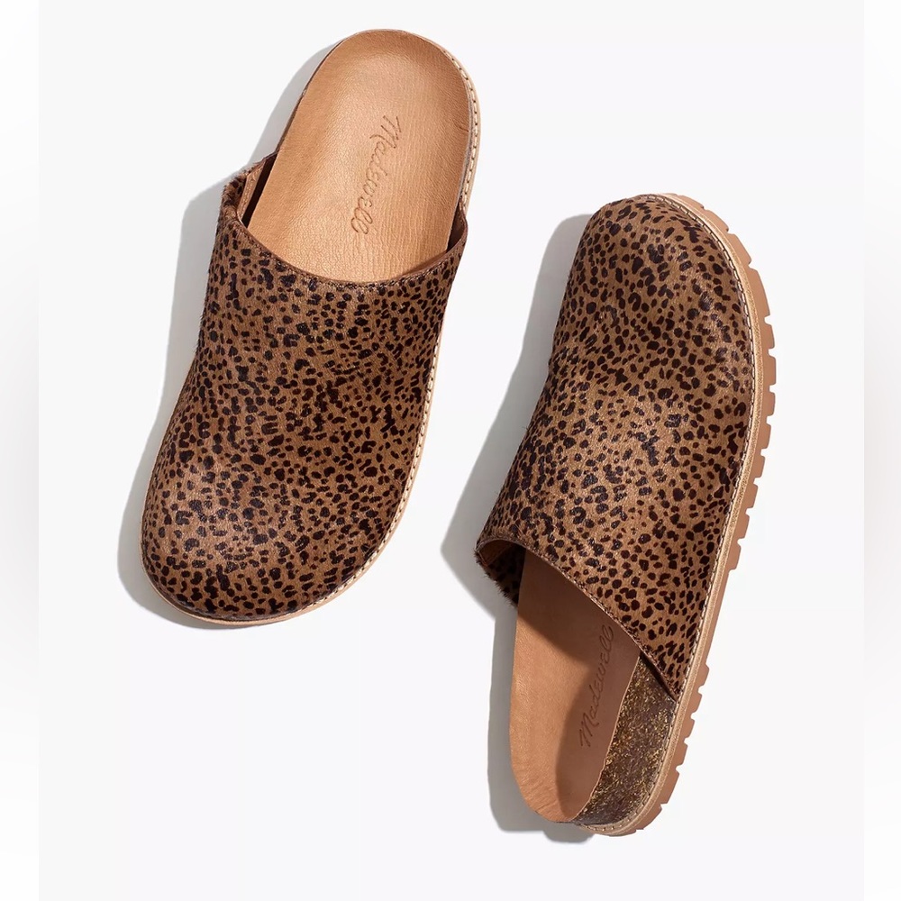 MADEWELL The Layne Clog Mule in calf hair Pecan Shell Size  5 New
